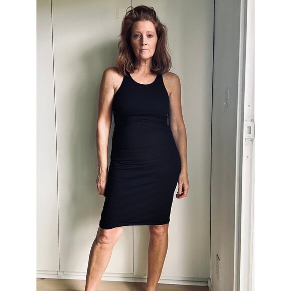 Michael Stars Demi ruched Tank DressClassic Fitted Dress black Size Medium - Picture 1 of 8